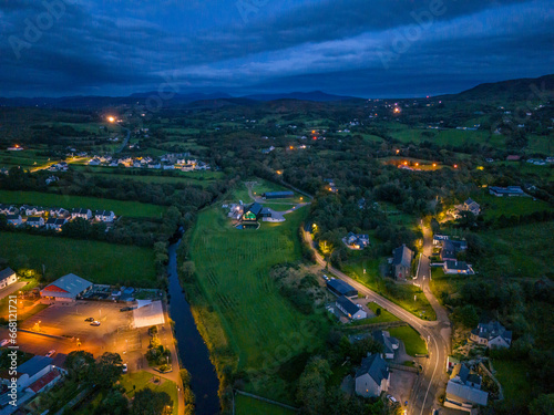Aerial view of Ardara in County Donegal, Ireland