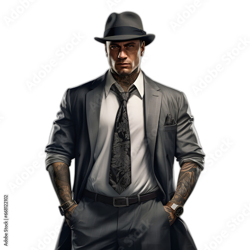 gangster isolated on transparent or white background  png