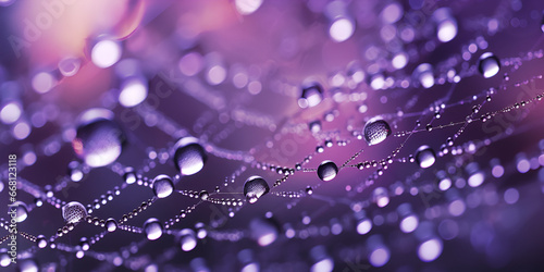 A purple spider web with water drops on it Dew Drops On A Spider Web Pictures with blur background Intricate Beauty Dewy Spider Web in Violet Hues Ai Generative