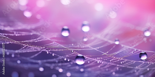 Purple Rain Background Images a spider web glistens with dew drops on pirple blur background Spider Web Artistry Rain-Kissed in Purple Ai Generative photo