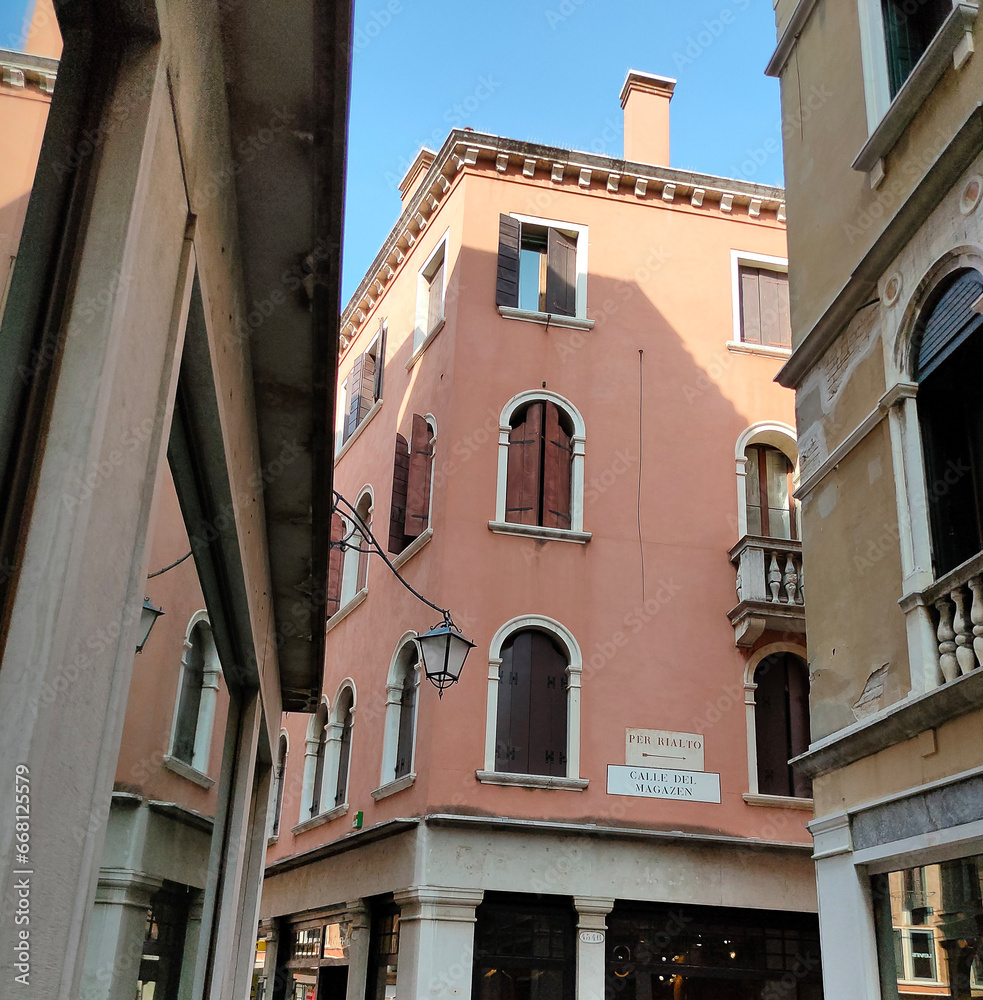 Facades of historic buildings in the city center.