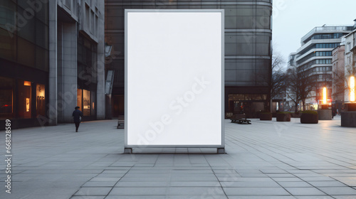 A white empty canvas poster screen sign for ads