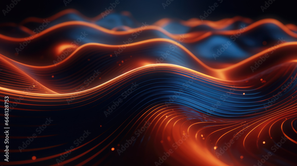 Vibrant abstract waves in fiery orange and deep blue hues. Dynamic ...