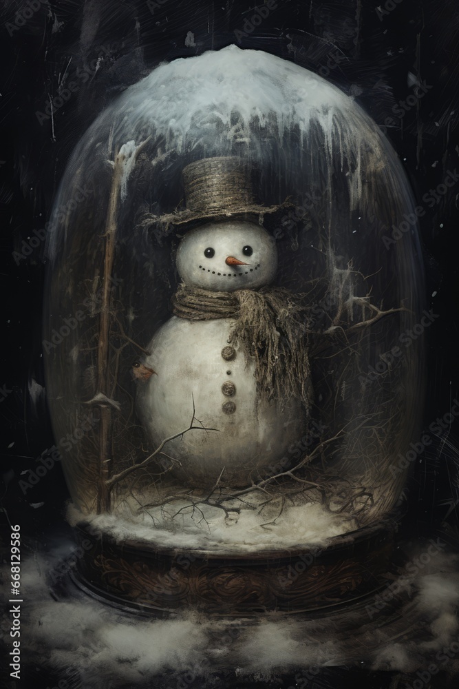 Obraz premium Snowman in Snow Globe