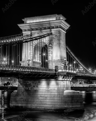 Chain Bridge at the night in black & white