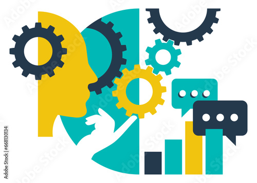 Creativity, business management - head with gears