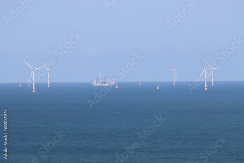 wind power station on the sea in Fecamp, France  photo