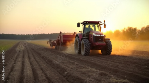 Tractor drives across large field © Samvel