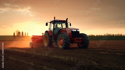 Tractor drives across large field