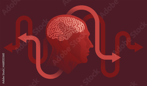 Creativity - Brain with different arrows 