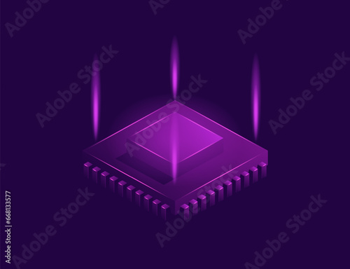 Quantum computing - Isometric fantastic chip