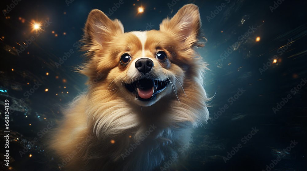 Smiling Dogs flying in Space