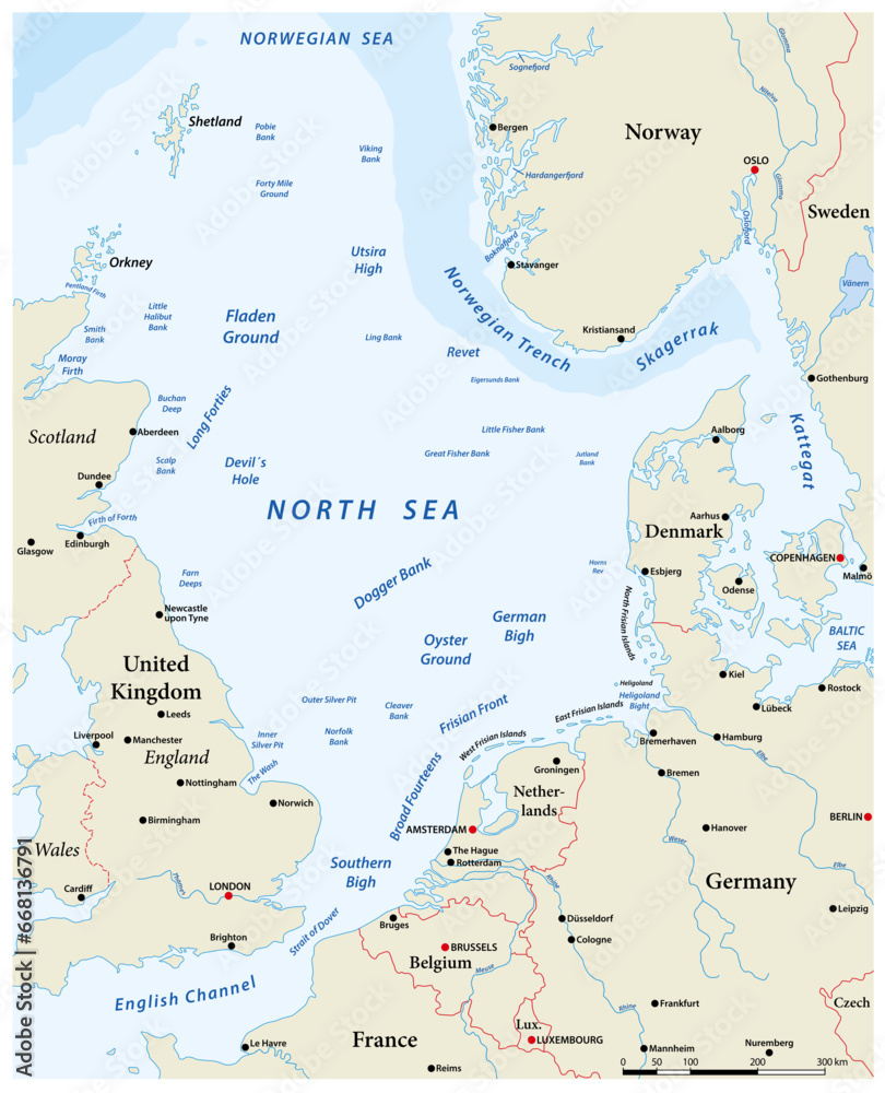 Map of the North Sea basin and surrounding countries