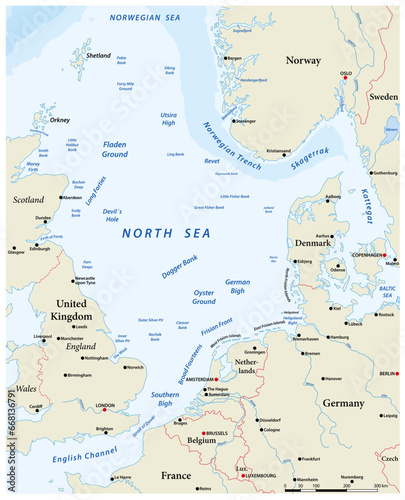 Map of the North Sea basin and surrounding countries photo