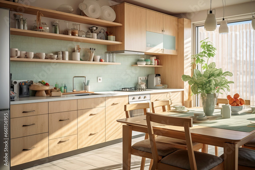 Modern kitchen interior design in a small apartment. 