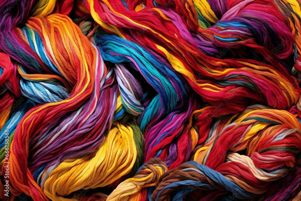 Multicolored wool background,  Multicolored skeins of yarn