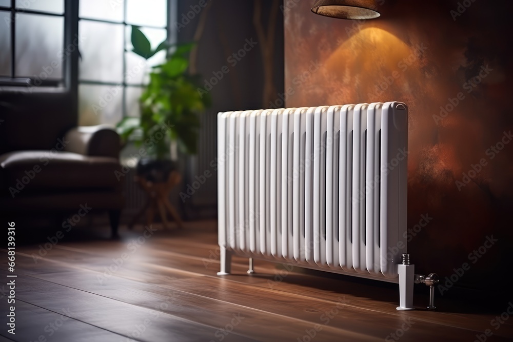 custom made wallpaper toronto digitalEfficient Radiator - Modern heating radiator in a cozy living room setting - House Heating - AI Generated