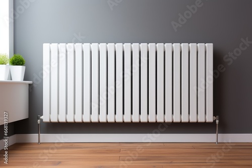 Wallpaper Mural Efficient Radiator - Modern heating radiator in a cozy living room setting - House Heating - AI Generated Torontodigital.ca