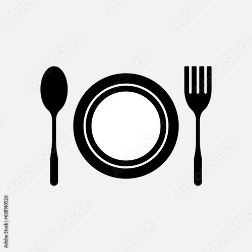 Spoon and Fork Icon. Restaurant, Canteen. Food Court, Culinary Center Symbol. Applied for Design, Presentation, Website or, Apps Elements – Vector.