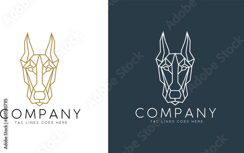 Geometric logo with Beagle head. Modern polygonal dog breed logo. Trendy minimalistic pet face logotype. Suitable for brand design, wall art print, tattoo, poster, card, apparel print.