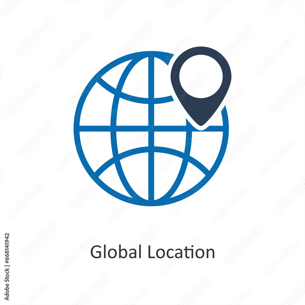 Global Location and pin icon concept Global Location and pin icon concept