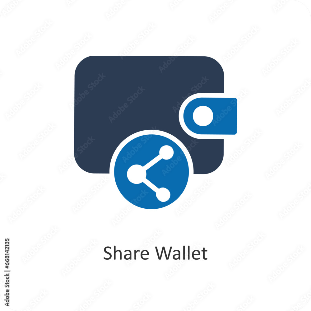 Share Wallet and money icon concept Share Wallet and money icon concept