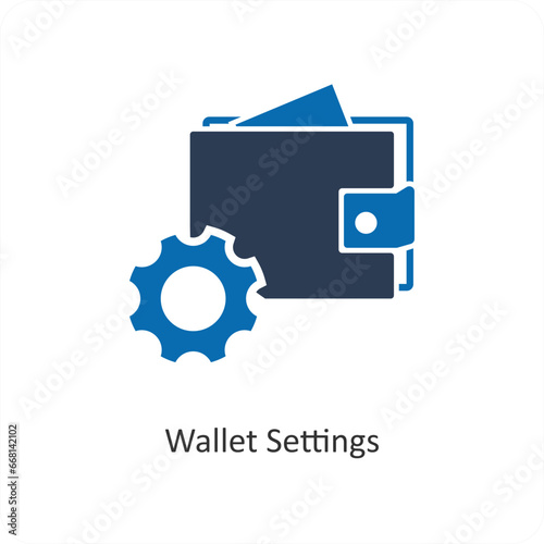 Wallet Settings and settings icon concept