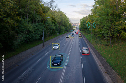 Cuadro en lienzo AI smart city traffic cameras monitoring concept
