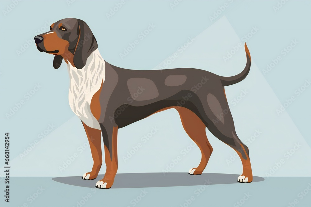 Beagle dog in flat cartoon style on blue background