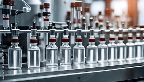 Medizinische Fläschchen auf Produktionslinie in einer pharmazeutischer Fabrik