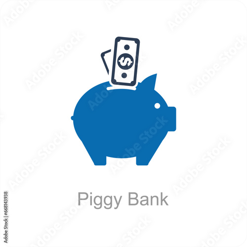 Piggy Bank and savings icon concept