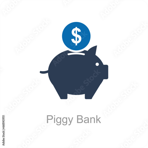 Piggy Bank and savings icon concept