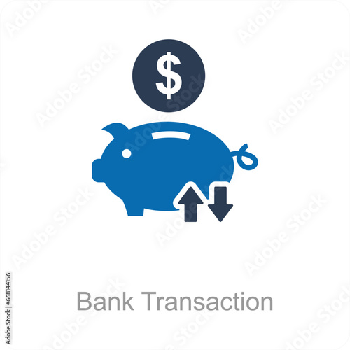 Bank Transaction and bank icon concept
