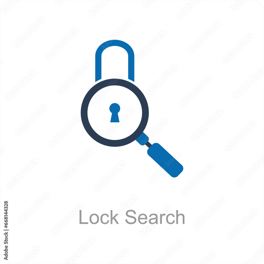 Lock Search and find icon concept Lock Search and find icon concept