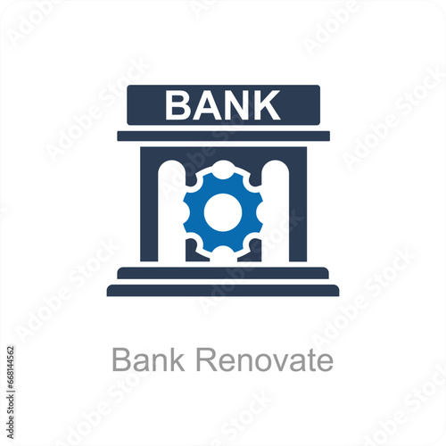 Bank Renovate and bank icon concept