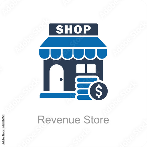Revenue Store and shop icon concept