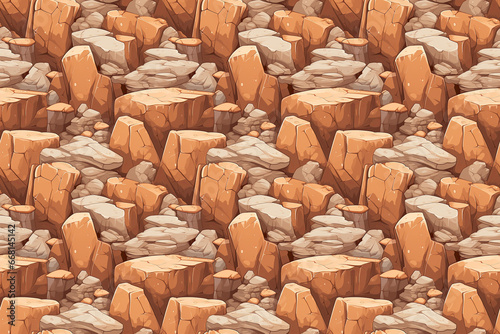 Seamless pattern of stylized mountain rock texture