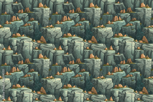 Seamless pattern of stylized mountain rock texture