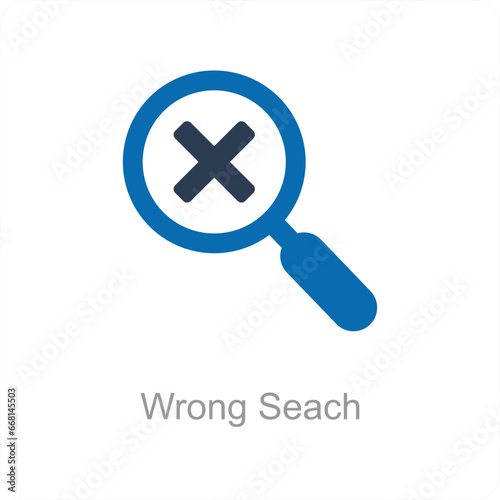 Wrong Search and serach icon concept