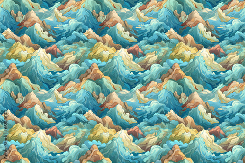 Seamless pattern of stylized mountain rock texture