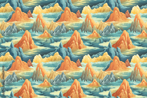 Seamless pattern of stylized mountain rock texture