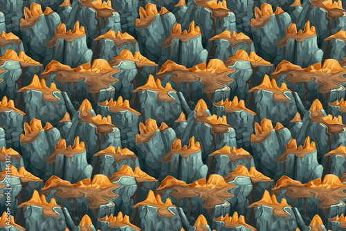 Seamless pattern of stylized mountain rock texture