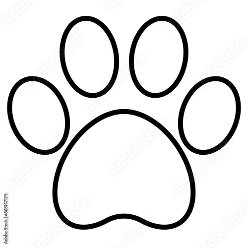 Black animal dog footprint paw, paw stamp, outline