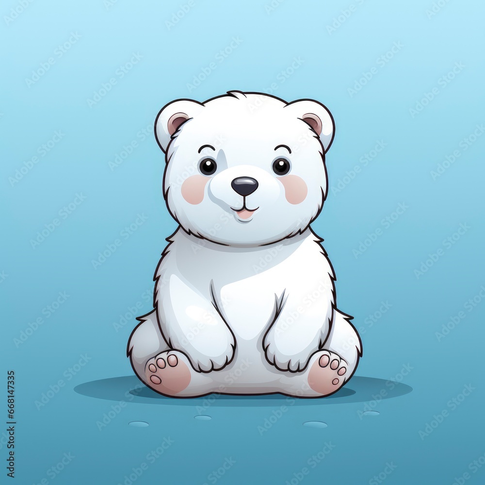 Polar Bear Sitting Ice Icon,Cartoon Illustration, For Printing Polar Bear Sitting Ice Icon,Cartoon Illustration, For Printing