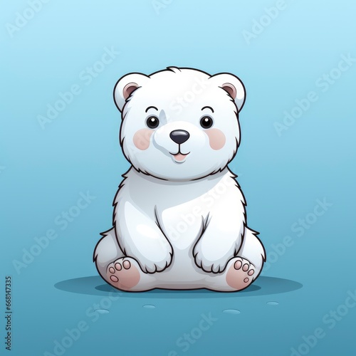 Polar Bear Sitting Ice Icon Cartoon Illustration  For Printing