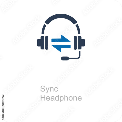 Synch Headphone and Synchronize icon concept