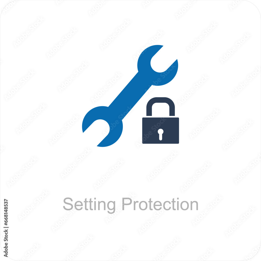 Setting Protection and security icon concept Setting Protection and security icon concept