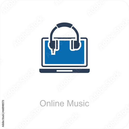 Online Music and music icon concept