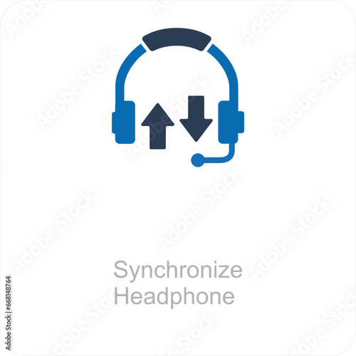 Synchronize Headphone and sync icon concept