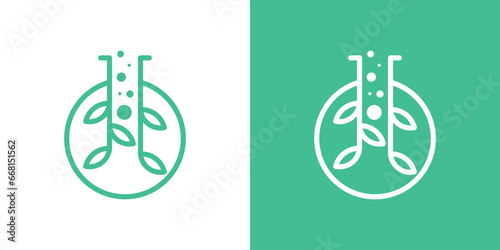 logo design combining the shape of a lab glass with plants.